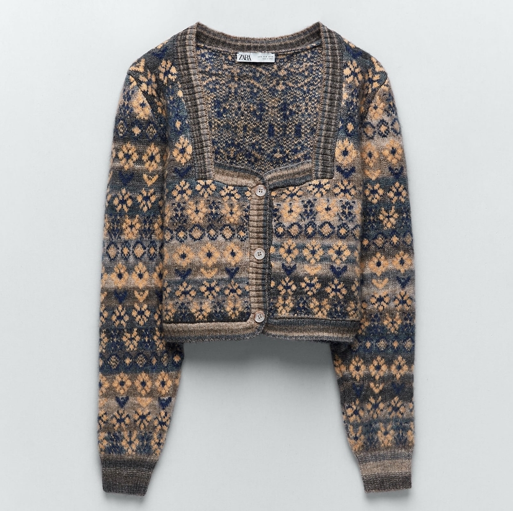 Zara Cropped Cardigan Floral